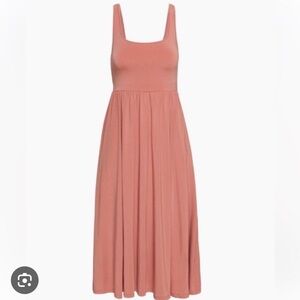 Wilfred Pink Pleated Sundress Square Neck Midi